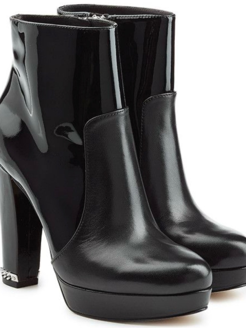 Michael Kors Black Platform Ankle Boots with Chain Accent